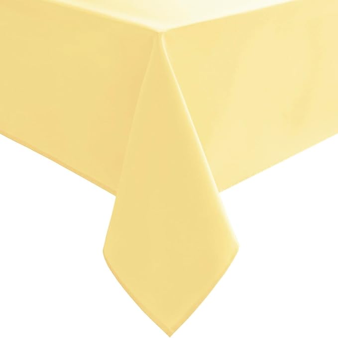 Hiasan Light Yellow Rectangle Tablecloth - Waterproof Spillproof and Wrinkle Resistant Washable Polyester Table Cloth for Dining Party, 52 x 70 inch