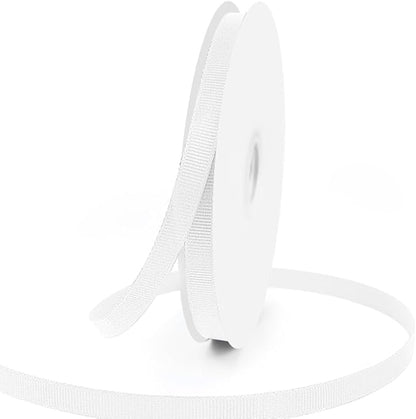 3/8" X 50 Yards White Grosgrain Ribbon, Premium Grosgrain Ribbon for Sewing, Gift Wrapping, Bow Making, Wedding Decor, Wrapping and More (White)