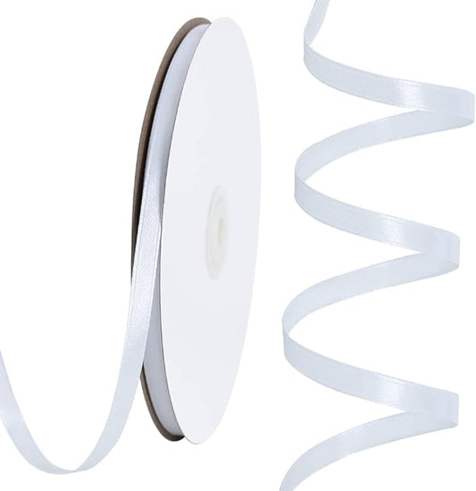 TONIFUL 1/4 Inch x 100yds White Satin Ribbon, Thin Solid Color Satin Ribbon for Gift Wrapping, Crafts, Hair Bows Making, Wedding Party Decoration, Invitation Cards, Floral Bouquets,Halloween,Christmas