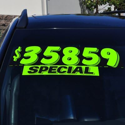 Ez-line Vinyl Windshield Stickers 3 Dozen 15 Inch Chartreuse Slogan Dealership Pro Pack for Car Lots (EZ115-Pack10)