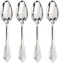 WDF 100 Piece Silver Plastic Spoons Disposable - 6.93 Inch Baroque Silver Silverware for Dessert Cake - Heavy Duty Plastic Spoons for Christmas Party, Wedding or Daily Using