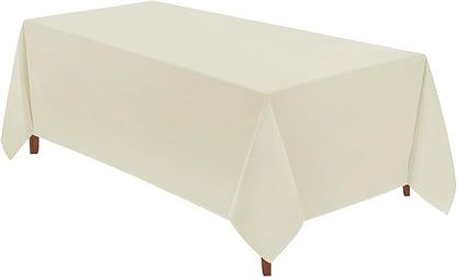 VidaFete Tablecloth 90 * 132inch Rectangle Table Cloth Polyester, Stain Wrinkle Resistant Polyester Dining Table Cover for Kitchen Dinning Party Wedding Rectangular Tabletop Buffet Decoration(Ivory)