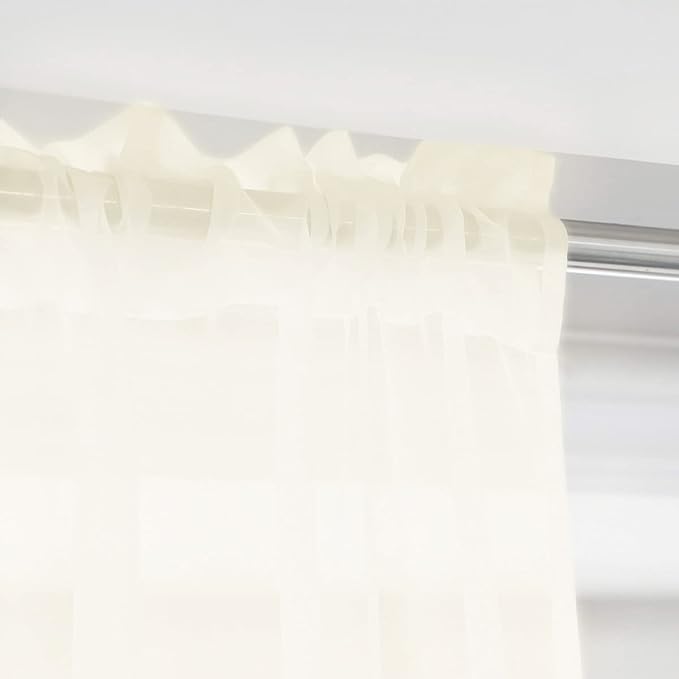 Window Beige Sheer Curtains 48 Inches Width 120 Inches Long 2 Panels Sheer Curtains Clear Curtains Basic Rod Pocket Panel for Home/Living Room/Bedroom/Kids Room