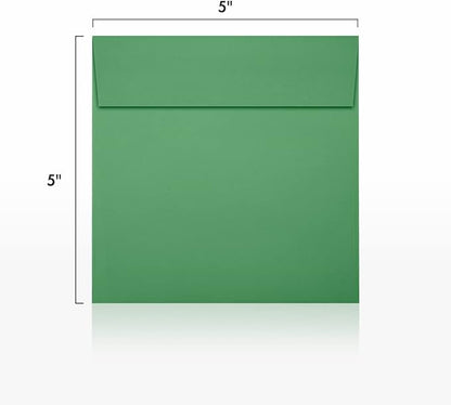 LUXPaper Square Invitation Envelopes | Peel & Press | 5" x 5" | Holiday Green | 80lb. Text | 50 Qty