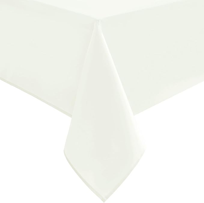 Hiasan Rectangle Tablecloth - Waterproof Washable Fabric Table Cloth for Wedding, Banquet, Gathering and Dining Room, 90 x 156 Inch, Ivory