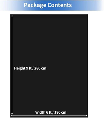 HEMMOTOP Black Backdrop Background, 6x9 ft Polyester Fabric Chromakey Black Screen Backdrops Collapsible for Photoshoot, Birthday Party, Wedding, Photography (Backdrop only)