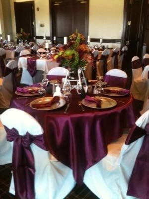 Obstal 10 PCS Burgundy Satin Chair Sashes Bows for Wedding Reception- Universal Chair Cover Back Tie Supplies for Banquet, Party, Hotel Holiday Event Decorations