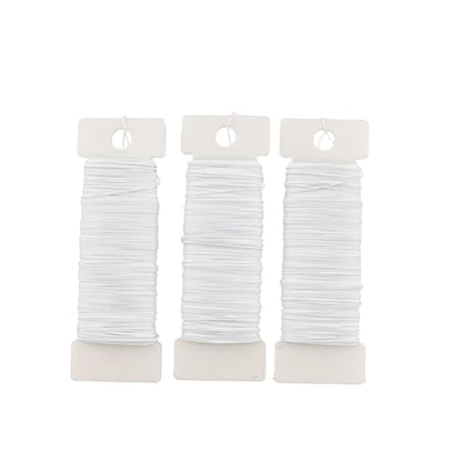 HAHIYO 26Gauge White Metal Floral Wire - 3 Rolls, 115 Yards (345 Feet) - Flexible Paddle Wire for Crafts, Christmas Wreaths, Tree & Flower Arrangement