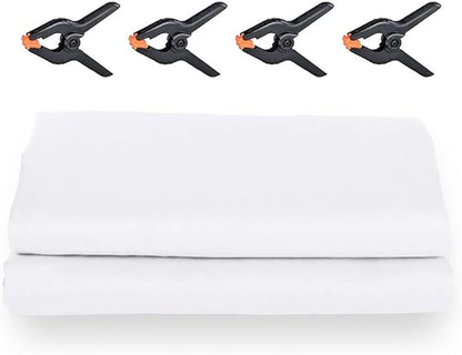 10X20ft White Photo Backdrops for Photography, LCUIRC TWO ROD POCKET White Backdrops Curtain for Parties, Polyester White background with 4 Clamps for Product Protrait Photoshoot or Parties Decoration