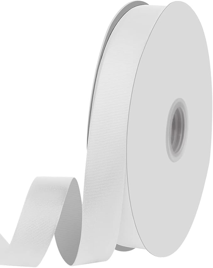 1" X 100 Yards White Grosgrain Ribbon, Premium Grosgrain Ribbon for Sewing, Gift Wrapping, Bow Making, Wedding Decor, Wrapping and More (White)