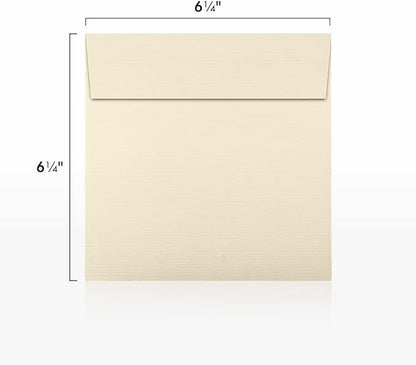 LUXPaper Square Invitation Envelopes | Peel & Press | 6 1/2" x 6 1/2" | Natural Linen | 80lb. Text | 50 Qty