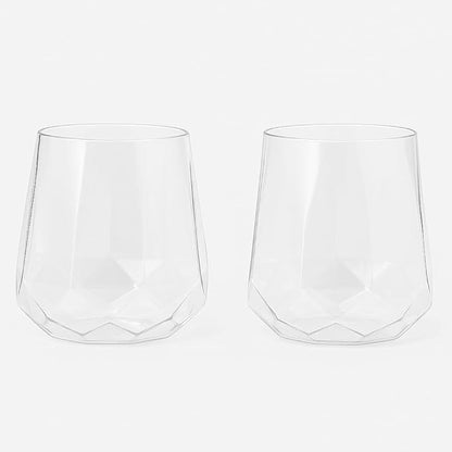 40 count Diamond Unbreakable Stemless Plastic Wine Champagne Whiskey Glasses Elegant Durable Disposable Indoor Outdoor Home office wedding bars 12 Ounce (Classic Old Fashioned Clear)