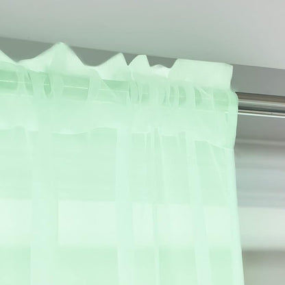 Window Light Green Sheer Curtains 63 Inches Long 2 Panels Sheer Curtain Basic Rod Pocket Panel for Bedroom Children Living Room Yard Kitchen