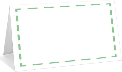 25 Pack Green Lines Place Cards, Editable Name Cards for Table Setting, Tent Cards Food Label for Dinner Party, Bridal Shower, Wedding, Baby Shower and Events -T20