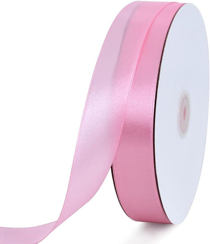 TONIFUL 1 Inch x 100yds Baby Pink Satin Ribbon, Thin Solid Color Satin Ribbon for Gift Wrapping, Crafts, Hair Bows Making, Wedding Party Decoration, Invitation Cards, Floral Bouquets, Christmas