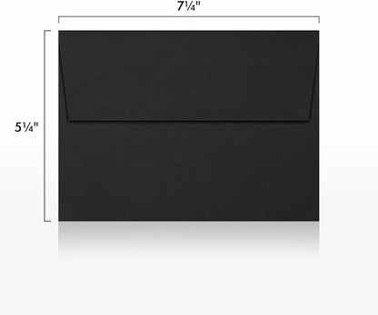LUXPaper A7 Invitation Envelopes | Peel & Press | 5 1/4" x 7 1/4" | Black Linen | 80lb. Text | 50 Qty