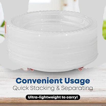 780 Piece Disposable Clear Tableware Set for 120 Guests By StockHomery- Microwavable Plastic Dinnerware Set of 120 9” Plates, 180 6” Dessert Plates, 120 9oz Cups,120 Spoons, Forks, Knives,