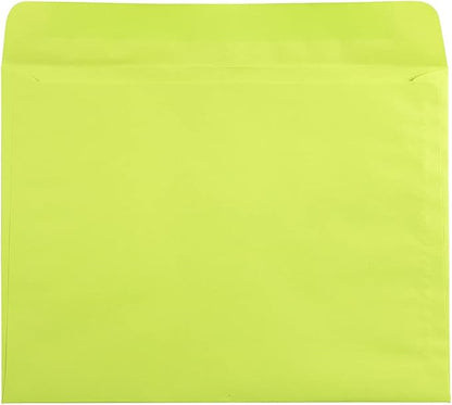 JAM PAPER 9 x 12 Booklet Colored Envelopes - Ultra Lime Green - Bulk 500/Box