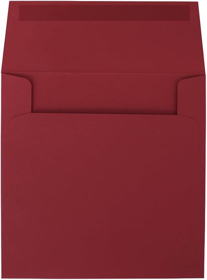 LUXPaper Square Invitation Envelopes | Peel & Press | 5" x 5" | Holiday Red | 60lb. Text | 50 Qty