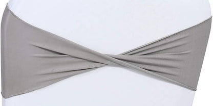 VDS Pack of 25 PCS | Silver Grey | Spandex Chair Sashes Bows Without Buckle | Stretch Elastic Banquet Universal Folding Chair Band Tie with for Wedding Party Conference Celebration Event Decoration