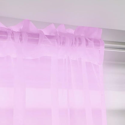 Window Pink Sheer Curtains 48 Inches Width 45 Inches Long 2 Panels Sheer Curtain Clear Curtains Basic Rod Pocket Panel for Home Living Room Bedroom Kids Room Yard Patio Parlor Sliding
