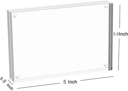 Magicool Premium Acrylic Photo Frame- Magnet Photo Frame -Double Sied Thick Desktop Frames (3.5x5 5 pack)