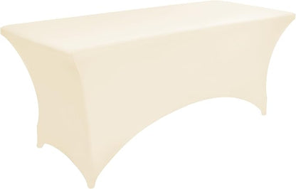 2-Pack 8ft Spandex Table Covers for Rectangle Folding Tables - Washable Elastic Tablecloth - Ultimate Fitted Table Protector for Birthday Parties, Trade Shows, Banquet