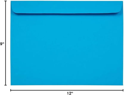 JAM PAPER 9 x 12 Booklet Colored Envelopes - Blue - Bulk 1000/Carton