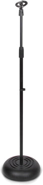 Pyle Adjustable Microphone Stand - Universal Mic Stand with Compact Heavy Base, Floor Standing Design, Height Adjustable, Pivot Angle Clip for Singing & Recording (2.8’ - 5’ ft., 9.8” Base Diameter)