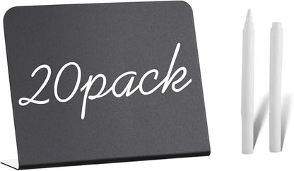 20 Pack Mini Chalkboard Signs - 4"x3" Food & Party Table Signs - Wedding & Bakery