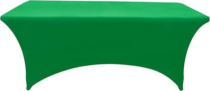 2-Pack 8ft Spandex Table Covers for Rectangle Folding Tables - Washable Elastic Tablecloth - Ultimate Fitted Table Protector for Birthday Parties, Trade Shows, Banquet