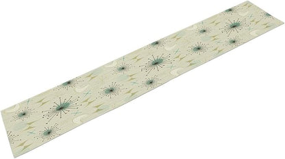 Mid Century Table Runner, Flag Retro Atomic Starburst 1950s Abstract Geometric Space Tabletop Decoration for Home Kitchen Restaurant Table Flag 13x108 Inch