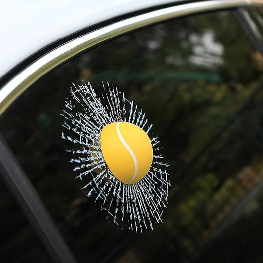 Car 3D elf Ball car Sticker, car Window Funny Creative Decorative Sticker(18cmx18cmx3cm) (Yellow Tennis Ball)