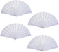 HUNANBANG Product Image 4 Pieces Folding Hand Fans Church Wedding Gift, Party Favors, DIY Decoration Gift Size9 Wholesale (Wht 4pack)