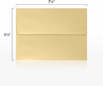 LUXPaper A7 Invitation Envelopes | Peel & Press | 5 1/4" x 7 1/4" | Blonde Metallic | 80lb. Text | 1,000 Qty