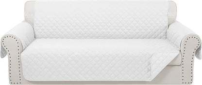 Reversible Oversized Sofa Covers Couch Cover Furniture Protector for Dogs Elastic Straps Water Resistant(XLSofa,White/White)