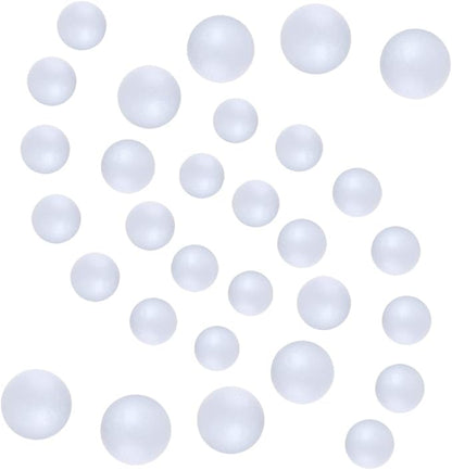 121 PCS 7 Sizes White Foam Balls Polystyrene Craft Balls for Art and Craft, Household, School Projects and Christmas Easter Painting Activity .8’’, 1’’, 1.2’’, 1.6’’, 2’’ Inches