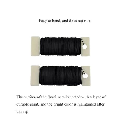 HAHIYO 26Gauge Black Metal Floral Wire - 1 Roll, 38 Yards (115 Feet) - Flexible Paddle Wire for Craft, Christmas Wreath, Flower Arrangement, Bouquet Wrapping, Wedding, DIY