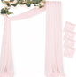 MLMC Blush Pink Wedding Arch Draping Fabric 4 Panels 29" x 20 FT Extra Long Gauze Drapes Sheer Backdrop Curtains 6.6 Yards Outdoor Drapery Panels for Wedding Ceremony Party Ceiling Decoration