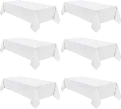 VidaFete Tablecloth 60 * 120inch 6pack Rectangle Table Cloth Polyester, Stain Wrinkle Resistant Dining Table Cover for Kitchen Dinning Party Wedding Rectangular Tabletop Buffet Decoration(White)