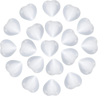 PATIKIL 20 Pcs Natural Heart Shaped Crystal Stone, 0.6 Inch Mini Polished Love Gemstone Crystal, Pocket Rock Engraved Worry Stones for Women Gifts Meditation, White