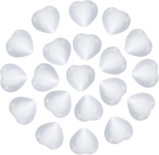 PATIKIL 20 Pcs Natural Heart Shaped Crystal Stone, 0.6 Inch Mini Polished Love Gemstone Crystal, Pocket Rock Engraved Worry Stones for Women Gifts Meditation, White