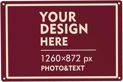 Custom Signs Outdoor Metal Sign - 12 x 8 Customized Personalized Aluminum for Office, Home, Business, Decor, Road Signs, Rust-Proof (Ivory Text Box)