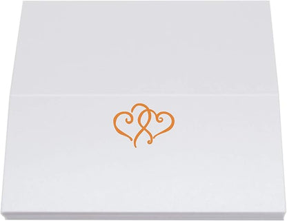 Linked Hearts Place Cards, Orange (Choose Color), Set of 25, Pre-cut and Scored - Wedding, Party, Dinner, and Special Events - Made in the USA
