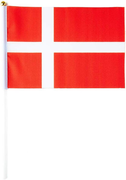 Denmark Flag Danish Flag, Small Mini Handheld Denmark Flags on Stick, Ideal for Party Parades Sports Events Patriotic Festival Decorations