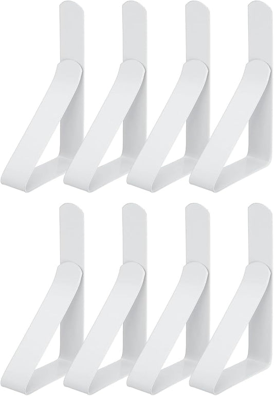 uxcell 8 Pack Tablecloth Clips, Stainless Steel Table Cloth Cover Clamps, 2.95" x 1.77" Windproof Holder Clips for Home Party Picnic Wedding Camping Dining Tables, White