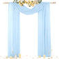 Socomi Blue Sheer Wedding Arch Draping Fabric 29" x 20Ft 2 Panels Outdoor Curtain Drapes Extra Long for Bridal Baby Shower Ceremony Birthday Party Decor