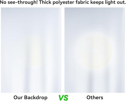 8X10 FT White Backdrop, 100% Polyester Photography Background Curtain Screen, Foldable White Screen Washable for Professional Photoshoot Portraits Party Video Studio