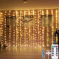 300LED Fairy Curtain Lights, 9.8x9.8Ft Warm White USB Plug in 8 Modes & Timer Christmas String Hanging Lights with Remote for Bedroom Indoor Outdoor Weddings Party Wall Decorations(Warm White)