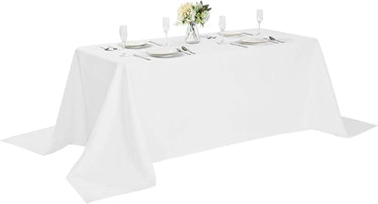 Rectangle Tablecloth 90x156 inch Washable Polyester Fabric Table Cloth for Wedding Party Dining Banquet Decoration（90x156, White）